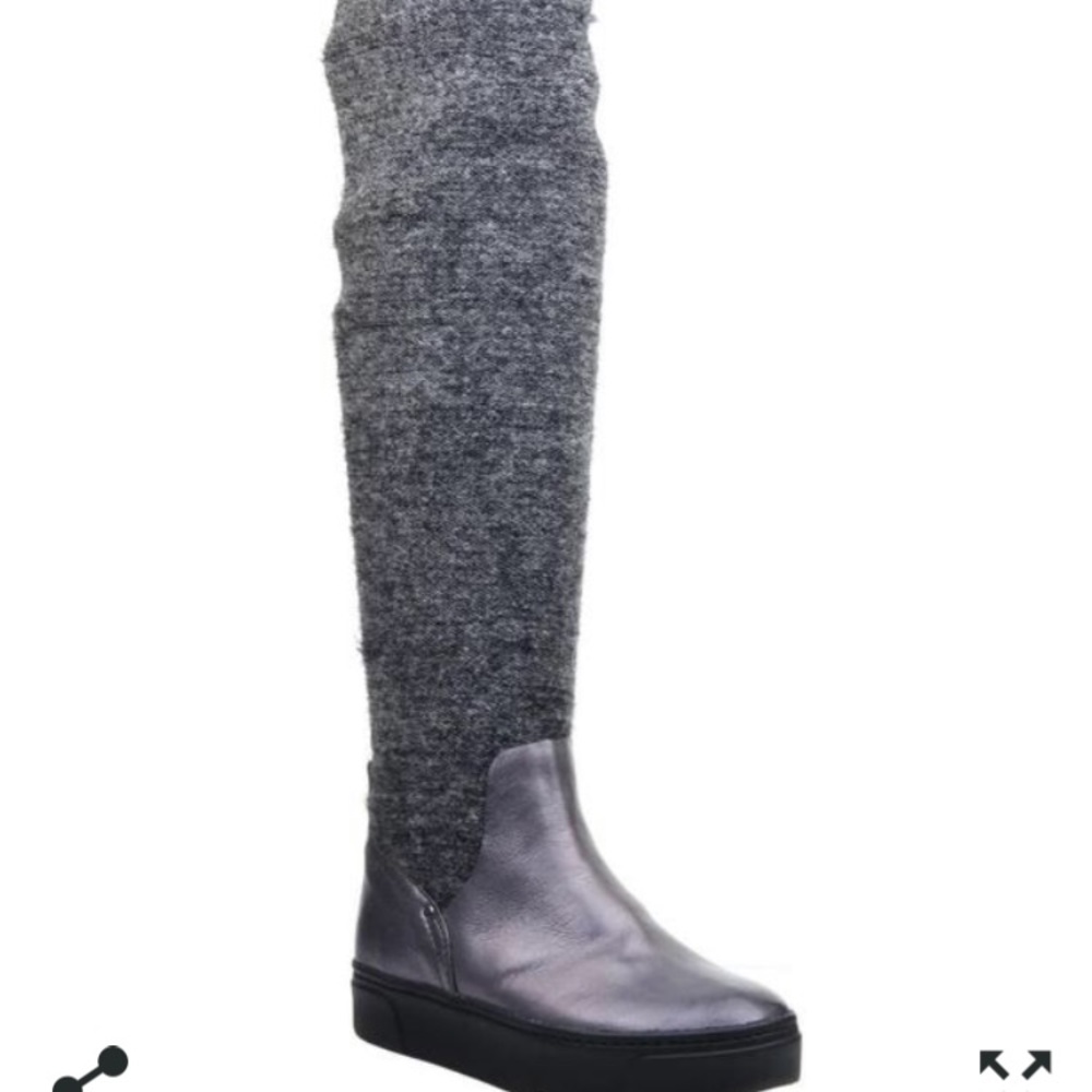 Umbra pewter Naked Feet knee high sock knit boot